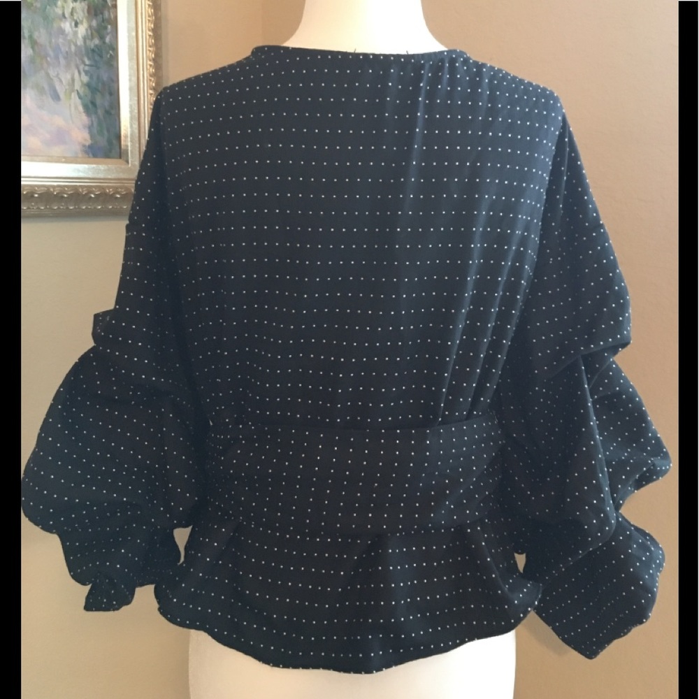 Do+Be Ruffled Sleeves Wrap Top - Picture 3 of 5